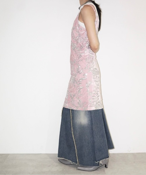 rose spangle camisole OP / スパンコールキャミワンピ(ワンピース)|musubore(ムスボレ) rose spangle camisole OP / スパンコールキャミワンピ(ワンピース)|musubore(ムスボレ)