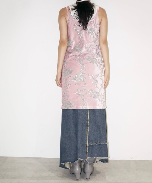 rose spangle camisole OP / スパンコールキャミワンピ(ワンピース)|musubore(ムスボレ) rose spangle camisole OP / スパンコールキャミワンピ(ワンピース)|musubore(ムスボレ)