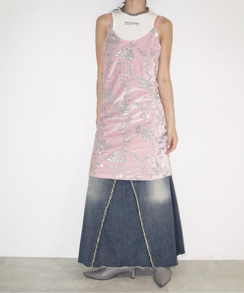 rose spangle camisole OP / スパンコールキャミワンピ(ワンピース)|musubore(ムスボレ) rose spangle camisole OP / スパンコールキャミワンピ(ワンピース)|musubore(ムスボレ)