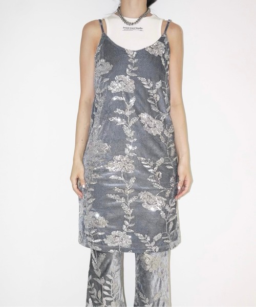 rose spangle camisole OP / スパンコールキャミワンピ(ワンピース)|musubore(ムスボレ) rose spangle camisole OP / スパンコールキャミワンピ(ワンピース)|musubore(ムスボレ)