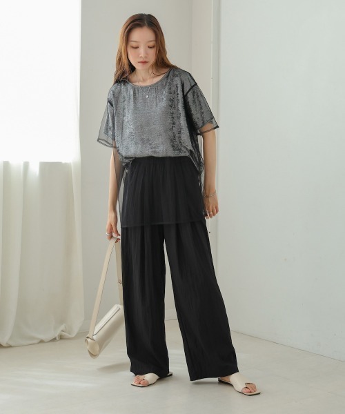 Bab（バブ）の「ラメチュールドッキングブラウスTシャツ（T