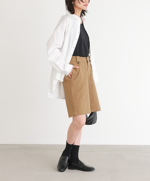n'OrLABEL(ノアールレーベル)の「タブデザインハーフパンツ(チノパンツ・レディース・ベージュ/ブラック・2/1)」の5枚目の写真