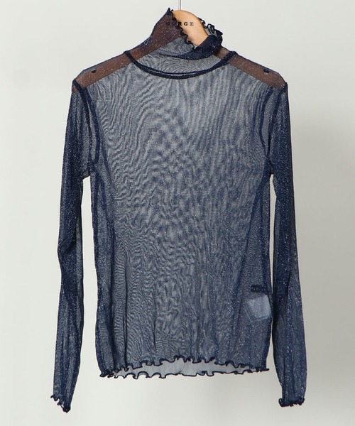 GORGE（ゴージ）の「《シアー透け感×ハイネック》レディース メロウ 長袖 トップス レイヤード 春秋冬（Tシャツ/カットソー・レディース・オフホワイト/ホワイト系その他2/ブラック系その他3/ブラック系その他/ブラック/グレー系その他/オレンジ/モカ/ネイビー/ホワイト系その他/ベージュ系その他/イエロー/ブルー/レッド/ボルドー・F）」の10枚目の写真