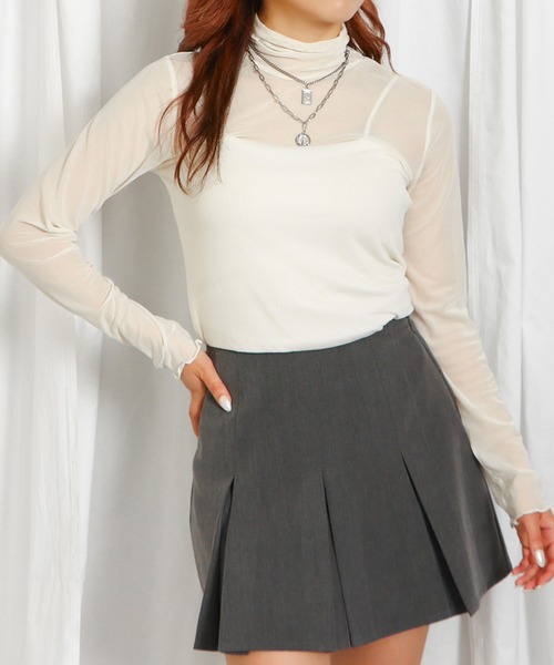 GORGE（ゴージ）の「《シアー透け感×ハイネック》レディース メロウ 長袖 トップス レイヤード 春秋冬（Tシャツ/カットソー・レディース・オフホワイト/ホワイト系その他2/ブラック系その他3/ブラック系その他/ブラック/グレー系その他/オレンジ/モカ/ネイビー/ホワイト系その他/ベージュ系その他/イエロー/ブルー/レッド/ボルドー・F）」の2枚目の写真