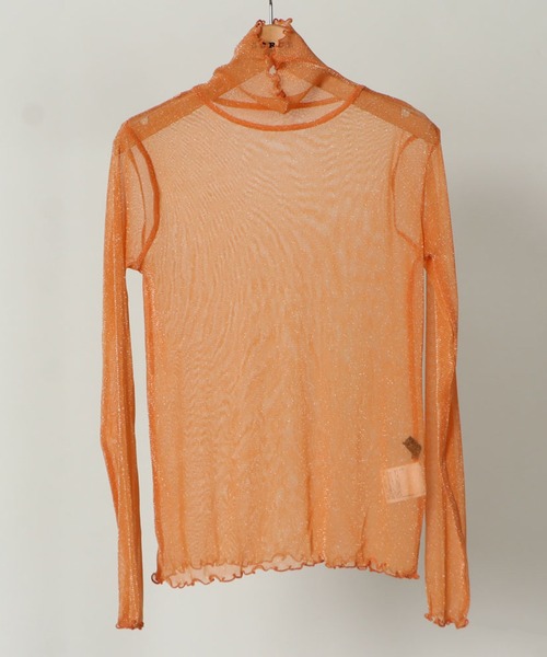 GORGE（ゴージ）の「《シアー透け感×ハイネック》レディース メロウ 長袖 トップス レイヤード 春秋冬（Tシャツ/カットソー・レディース・オフホワイト/ホワイト系その他2/ブラック系その他3/ブラック系その他/ブラック/グレー系その他/オレンジ/モカ/ネイビー/ホワイト系その他/ベージュ系その他/イエロー/ブルー/レッド/ボルドー・F）」の15枚目の写真