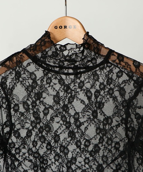 GORGE（ゴージ）の「《シアー透け感×ハイネック》レディース メロウ 長袖 トップス レイヤード 春秋冬（Tシャツ/カットソー・レディース・オフホワイト/ホワイト系その他2/ブラック系その他3/ブラック系その他/ブラック/グレー系その他/オレンジ/モカ/ネイビー/ホワイト系その他/ベージュ系その他/イエロー/ブルー/レッド/ボルドー・F）」の19枚目の写真