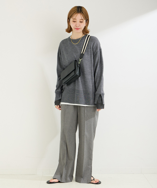 袖口シアーレイヤーウールプルオーバー（ニット/セーター）｜B.C STOCK