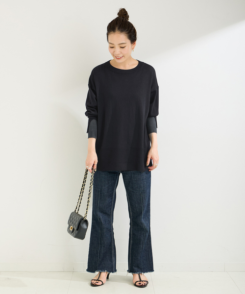 未使用 ブラック&ホワイト ☆ ウール ニット 半袖 プルオーバー １ 日本製 未使用 ブラック&ホワイト ☆ ウール ニット 半袖 プルオーバー