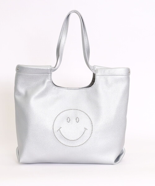 COOCO(クーコ)の「SMILEY スタッズフェイクレザートートバッグ/A4対応(トートバッグ・レディース・グレー系/シルバー/ブラック・FREE)」の6枚目の写真