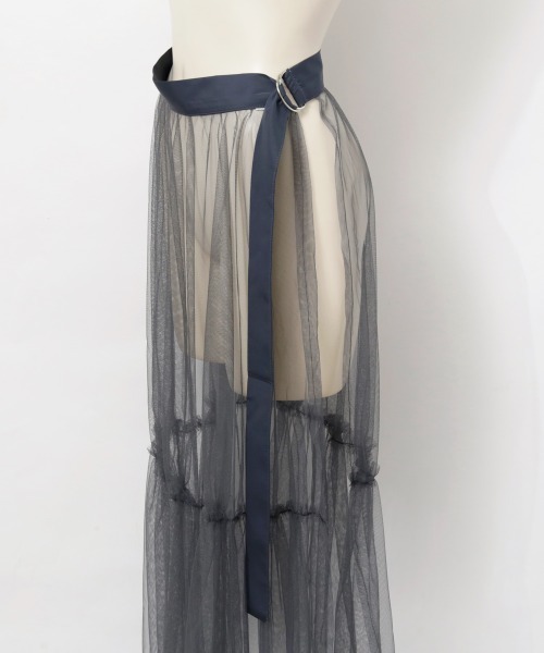 rag&bone レザーベルト付きウールラップスカート グレンチェック