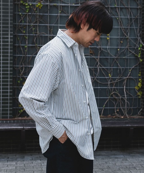 URBAN RESEARCH DOORS（アーバンリサーチドアーズ）の「『吸水速乾/イージーケア』コットンタッチルーズストライプシャツ（シャツ/ブラウス・メンズ・ベージュ系その他/ブラウン系その他・MEDIUM/LARGE）」の5枚目の写真