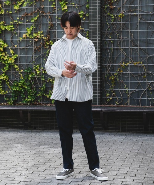 URBAN RESEARCH DOORS（アーバンリサーチドアーズ）の「『吸水速乾/イージーケア』コットンタッチルーズストライプシャツ（シャツ/ブラウス・メンズ・ベージュ系その他/ブラウン系その他・MEDIUM/LARGE）」の6枚目の写真