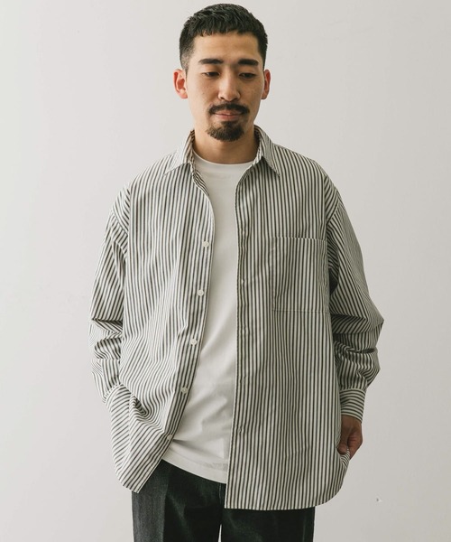 URBAN RESEARCH DOORS（アーバンリサーチドアーズ）の「『吸水速乾/イージーケア』コットンタッチルーズストライプシャツ（シャツ/ブラウス・メンズ・ベージュ系その他/ブラウン系その他・MEDIUM/LARGE）」の11枚目の写真