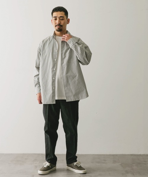 URBAN RESEARCH DOORS（アーバンリサーチドアーズ）の「『吸水速乾/イージーケア』コットンタッチルーズストライプシャツ（シャツ/ブラウス・メンズ・ベージュ系その他/ブラウン系その他・MEDIUM/LARGE）」の13枚目の写真