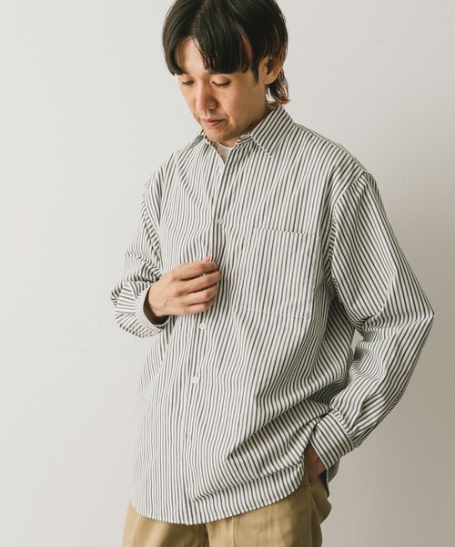 URBAN RESEARCH DOORS（アーバンリサーチドアーズ）の「『吸水速乾/イージーケア』コットンタッチルーズストライプシャツ（シャツ/ブラウス・メンズ・ベージュ系その他/ブラウン系その他・MEDIUM/LARGE）」の15枚目の写真