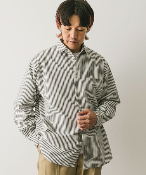 URBAN RESEARCH DOORS（アーバンリサーチドアーズ）の「『吸水速乾/イージーケア』コットンタッチルーズストライプシャツ（シャツ/ブラウス・メンズ・ベージュ系その他/ブラウン系その他・MEDIUM/LARGE）」の16枚目の写真