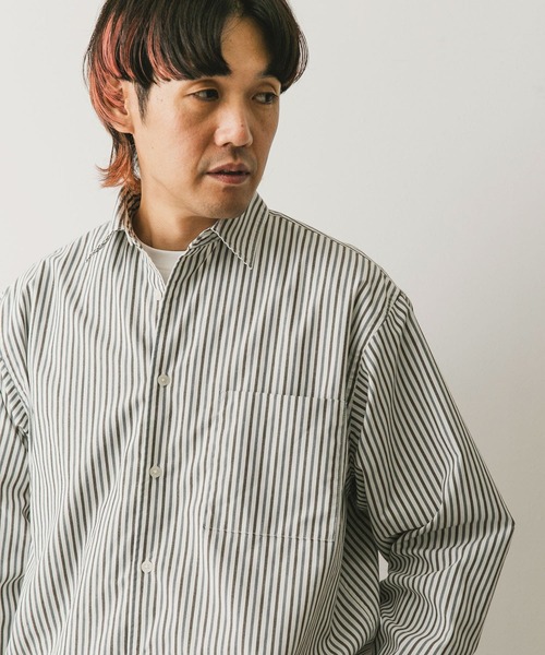 URBAN RESEARCH DOORS（アーバンリサーチドアーズ）の「『吸水速乾/イージーケア』コットンタッチルーズストライプシャツ（シャツ/ブラウス・メンズ・ベージュ系その他/ブラウン系その他・MEDIUM/LARGE）」の17枚目の写真