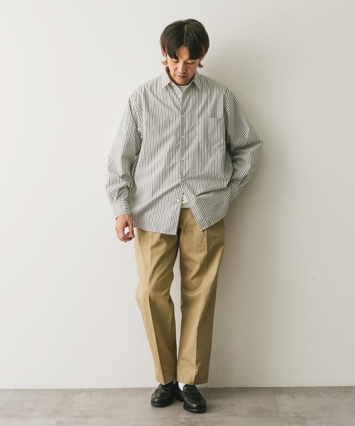 URBAN RESEARCH DOORS（アーバンリサーチドアーズ）の「『吸水速乾/イージーケア』コットンタッチルーズストライプシャツ（シャツ/ブラウス・メンズ・ベージュ系その他/ブラウン系その他・MEDIUM/LARGE）」の19枚目の写真