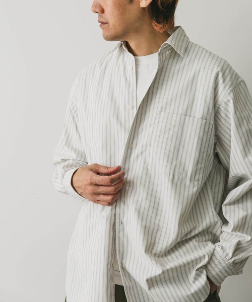 URBAN RESEARCH DOORS（アーバンリサーチドアーズ）の「『吸水速乾/イージーケア』コットンタッチルーズストライプシャツ（シャツ/ブラウス・メンズ・ベージュ系その他/ブラウン系その他・MEDIUM/LARGE）」の20枚目の写真