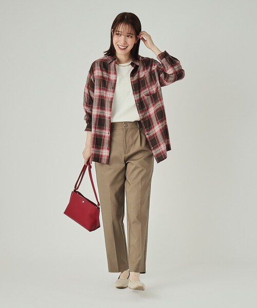 SHOO・LA・RUE（シューラルー）の「◆【洗える】着回しいろいろ 大人のためのチェックシャツ（シャツ/ブラウス・レディース・モスグリーン系1/レッド系3/ブルー系1/ブラック系1・02/03/04）」の16枚目の写真