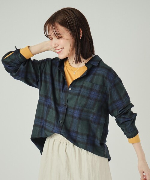 SHOO・LA・RUE（シューラルー）の「◆【洗える】着回しいろいろ 大人のためのチェックシャツ（シャツ/ブラウス・レディース・モスグリーン系1/レッド系3/ブルー系1/ブラック系1・02/03/04）」の18枚目の写真