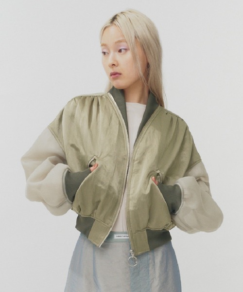 SHEER SLEEVES COMPACT MA-1 BLOUSON / シアースリーブコンパクトエムエーワンブルゾン（MA-1）｜THINGS THAT MATTER（シングス ザット マター）