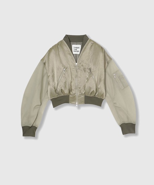 THINGS THAT MATTER（シングス ザット マター）の「SHEER SLEEVES COMPACT MA-1 BLOUSON / シアースリーブコンパクトエムエーワンブルゾン（MA-1・レディース・ブラック/カーキ/ラベンダー・FREE）」の9枚目の写真