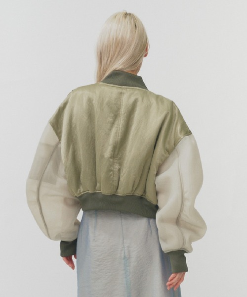 THINGS THAT MATTER（シングス ザット マター）の「SHEER SLEEVES COMPACT MA-1 BLOUSON / シアースリーブコンパクトエムエーワンブルゾン（MA-1・レディース・ブラック/カーキ/ラベンダー・FREE）」の11枚目の写真