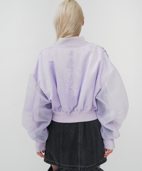 THINGS THAT MATTER（シングス ザット マター）の「SHEER SLEEVES COMPACT MA-1 BLOUSON / シアースリーブコンパクトエムエーワンブルゾン（MA-1・レディース・ブラック/カーキ/ラベンダー・FREE）」の20枚目の写真