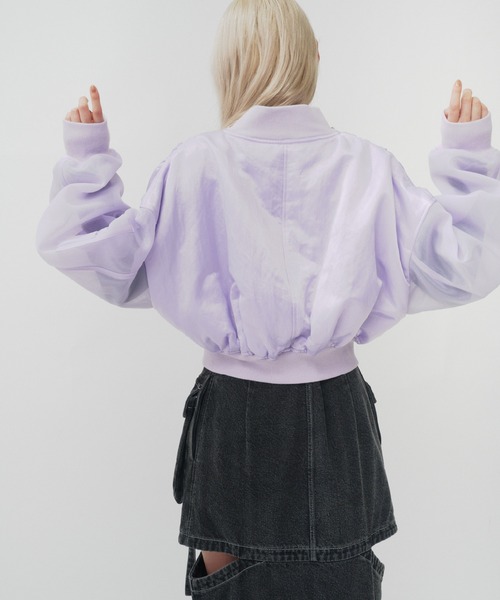 THINGS THAT MATTER（シングス ザット マター）の「SHEER SLEEVES COMPACT MA-1 BLOUSON / シアースリーブコンパクトエムエーワンブルゾン（MA-1・レディース・ブラック/カーキ/ラベンダー・FREE）」の21枚目の写真