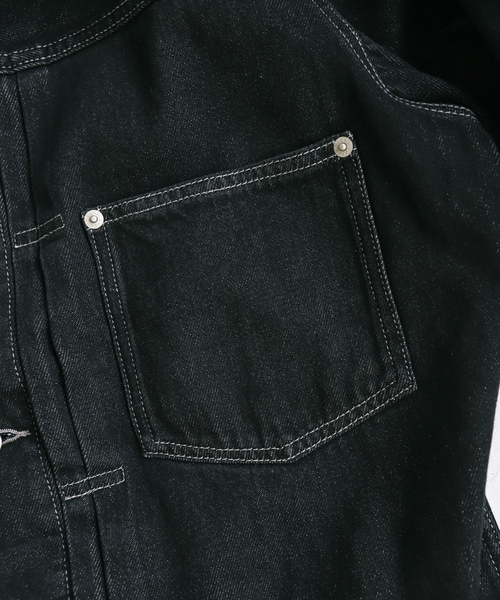 JOURNAL STANDARD relume（ジャーナルスタンダード　レリューム）の「AMERICAN デニムトラッカージャケット by COTTON USA（デニムジャケット・メンズ・ブラック/ネイビー/ブルー系その他・MEDIUM/LARGE）」の7枚目の写真