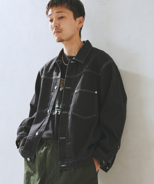 JOURNAL STANDARD relume（ジャーナルスタンダード　レリューム）の「AMERICAN デニムトラッカージャケット by COTTON USA（デニムジャケット・メンズ・ブラック/ネイビー/ブルー系その他・MEDIUM/LARGE）」の18枚目の写真