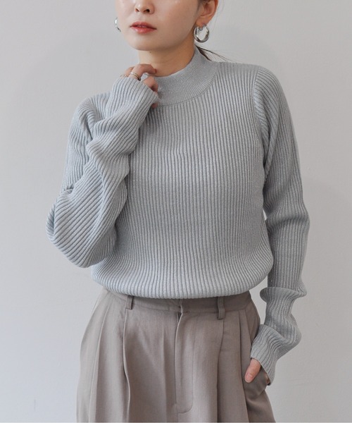 Meli rich（メリーリッチ）の「ラメボトルネックリブニットプルオーバー（ニット/セーター・レディース・グレー/ブルー/アイボリー/ブラック/グレイッシュベージュ/モカ/ミント・MEDIUM）」の15枚目の写真