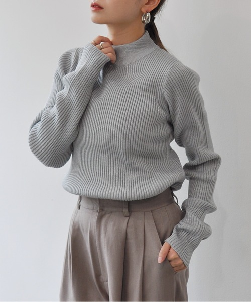 Meli rich（メリーリッチ）の「ラメボトルネックリブニットプルオーバー（ニット/セーター・レディース・グレー/ブルー/アイボリー/ブラック/グレイッシュベージュ/モカ/ミント・MEDIUM）」の20枚目の写真