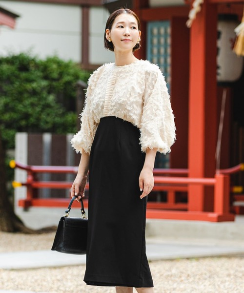 【新品タグ付き】ROSSO ジャガードドッキングワンピース F by ROSSO（エフバイロッソ）の「F by ROSSO ジャガードドッキング