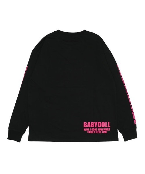 BABYDOLL(ベビードール)の「親子お揃い スプレー刺繍ロゴ ロンT 9822A(Tシャツ/カットソー・メンズ・ブラック/ホワイト・M/L/XL/S)」の4枚目の写真