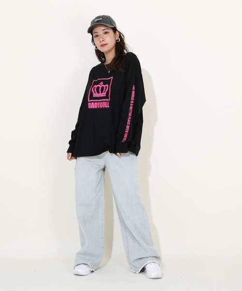 BABYDOLL(ベビードール)の「親子お揃い スプレー刺繍ロゴ ロンT 9822A(Tシャツ/カットソー・メンズ・ブラック/ホワイト・M/L/XL/S)」の5枚目の写真