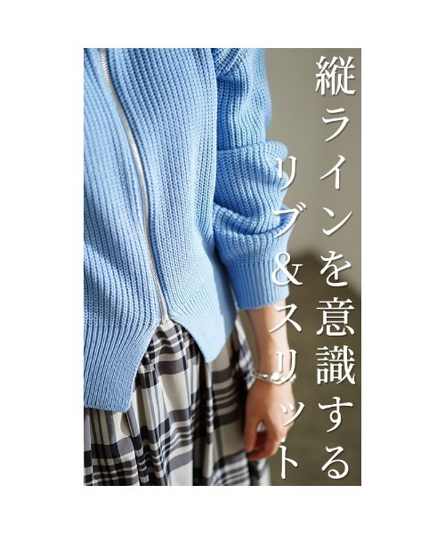 Sawa a la mode(サワアラモード)の「ジップアップリブニットトップス(ニット/セーター・レディース・ブラック/ブルー/グリーン・FREE)」の16枚目の写真