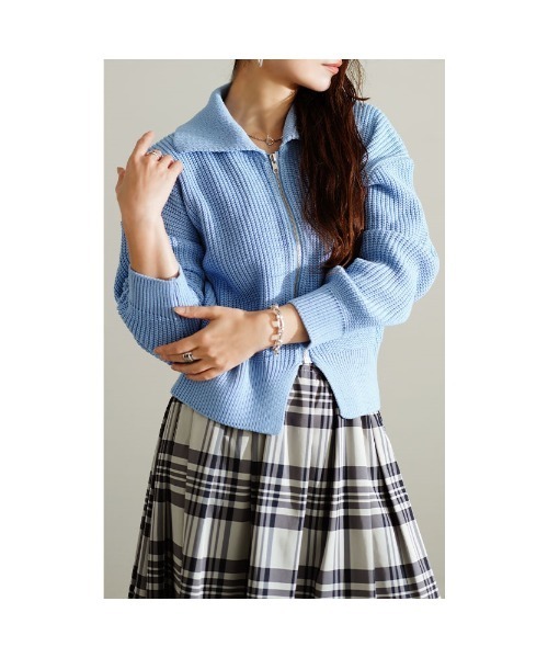 Sawa a la mode(サワアラモード)の「ジップアップリブニットトップス(ニット/セーター・レディース・ブラック/ブルー/グリーン・FREE)」の18枚目の写真