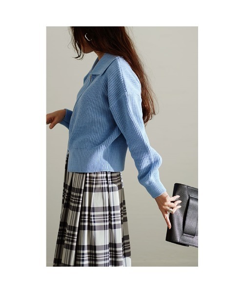 Sawa a la mode(サワアラモード)の「ジップアップリブニットトップス(ニット/セーター・レディース・ブラック/ブルー/グリーン・FREE)」の19枚目の写真