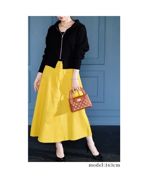 Sawa a la mode(サワアラモード)の「ジップアップリブニットトップス(ニット/セーター・レディース・ブラック/ブルー/グリーン・FREE)」の5枚目の写真