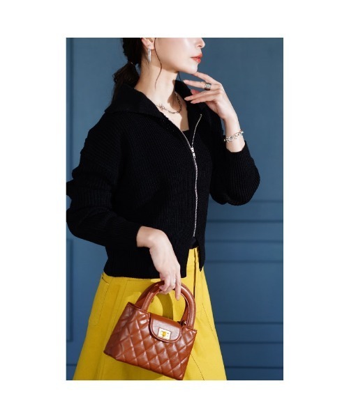 Sawa a la mode(サワアラモード)の「ジップアップリブニットトップス(ニット/セーター・レディース・ブラック/ブルー/グリーン・FREE)」の6枚目の写真