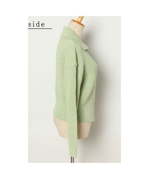 Sawa a la mode(サワアラモード)の「ジップアップリブニットトップス(ニット/セーター・レディース・ブラック/ブルー/グリーン・FREE)」の10枚目の写真