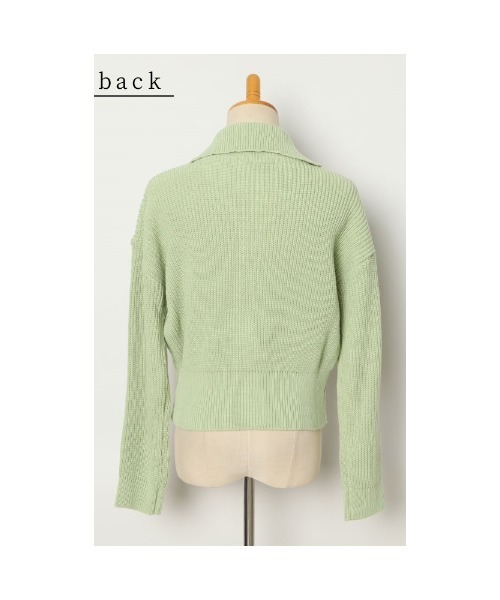 Sawa a la mode(サワアラモード)の「ジップアップリブニットトップス(ニット/セーター・レディース・ブラック/ブルー/グリーン・FREE)」の11枚目の写真