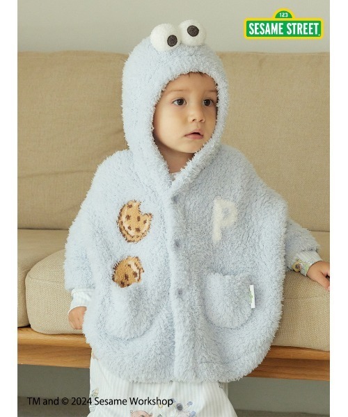 gelato pique（ジェラートピケ）の「【SESAME STREET】【BABY】クッキーモンスター ポンチョ（ルームウェア/パジャマ・キッズ・ブルー・70/80）」の2枚目の写真