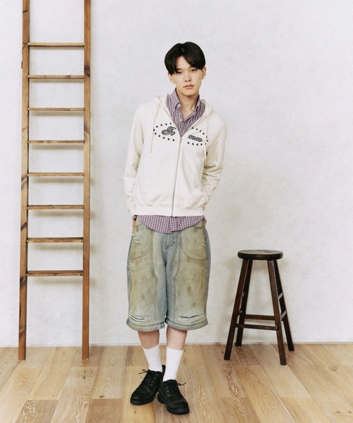 FCMM(エフシーエムエム)の「PIGMENT DYED ZIP HOODIE/ピグメントダイドジップフーディ(パーカー・レディース・チャコール/ライトブルー/アイボリー・LARGE/MEDIUM)」の4枚目の写真