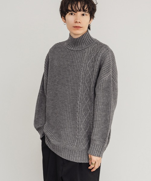 improves（インプローブス）の「ケーブル切替 畦編み ボトルネック ニットセーター（ニット/セーター・メンズ・ブラック/グレー/ベージュ/ホワイト・LARGE/MEDIUM）」の22枚目の写真
