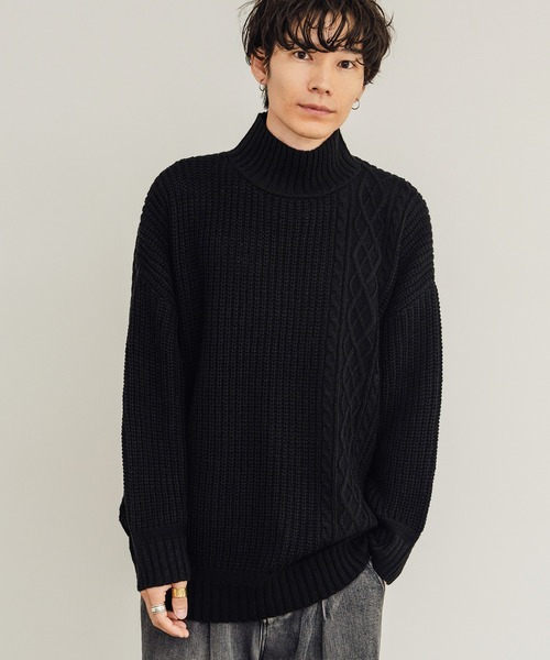 improves（インプローブス）の「ケーブル切替 畦編み ボトルネック ニットセーター（ニット/セーター・メンズ・ブラック/グレー/ベージュ/ホワイト・LARGE/MEDIUM）」の15枚目の写真