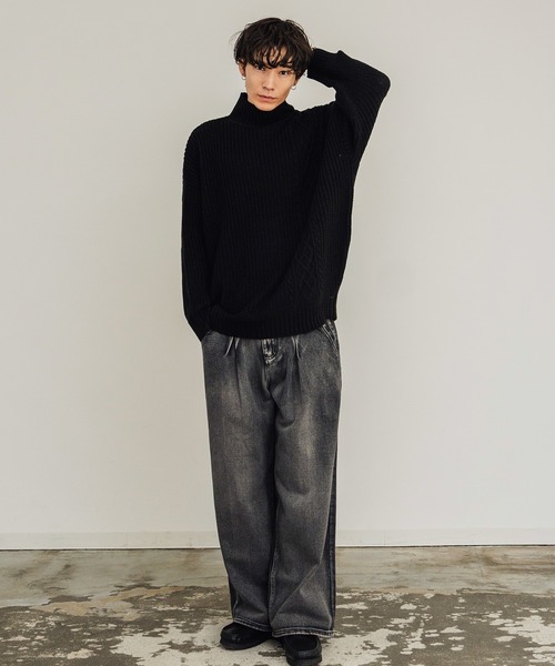 improves（インプローブス）の「ケーブル切替 畦編み ボトルネック ニットセーター（ニット/セーター・メンズ・ブラック/グレー/ベージュ/ホワイト・LARGE/MEDIUM）」の10枚目の写真