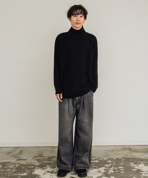 improves（インプローブス）の「ケーブル切替 畦編み ボトルネック ニットセーター（ニット/セーター・メンズ・ブラック/グレー/ベージュ/ホワイト・LARGE/MEDIUM）」の19枚目の写真